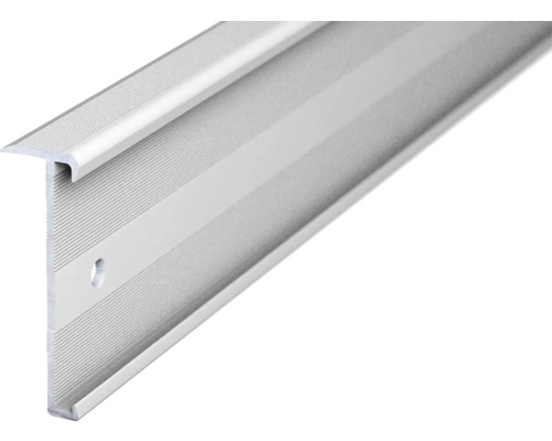 Prinz Treppenkantenprofil Alu silber 44,6 mm x 3 m Aluminium Übergangsprofil mit Befestigungsloch