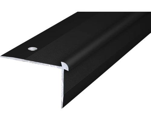 Prinz Treppenkantenprofil Alu schwarz 39,5 mm x 2,5 m Schrittkantenprofil aus Metall mit geriffelter Oberfläche und Befestigungslöchern.