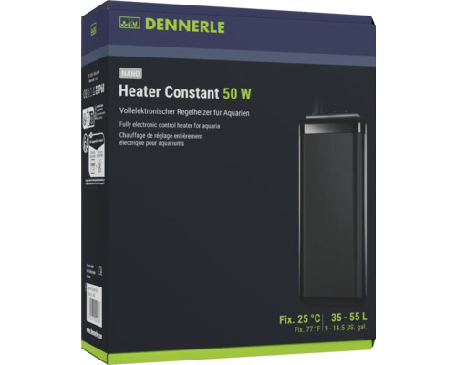 Aquariumheizer Dennerle Heater Constant vollelektronischer Regelheizer für Aquarien bis ca. 50 l, bruchfestes Kunststoffgehäuse, temperiert auf 25 °C, 50 W