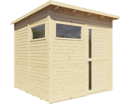 Holzgartenhaus mit Fenster und Tür