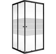 Eckdusche mit Klarglas und schwarzen Profilen für das Badezimmer