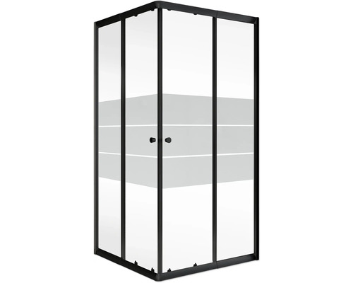 Eckdusche mit Klarglas und schwarzen Profilen für das Badezimmer