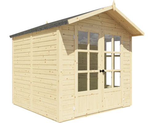 Holzgartenhaus mit Doppeltür und Fenstern