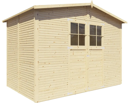 Holzgartenhaus mit Doppeltür und Fenstern