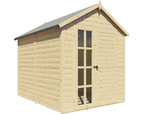 Holzgartenhaus mit Fenstertür und Dachpappe