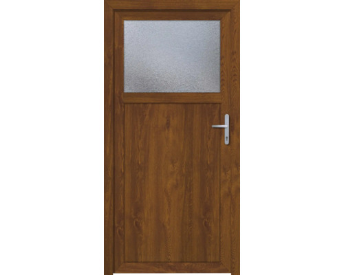RORO Nebeneingangstür Missouri weiß/goldenoak 980 x 1980 mm DIN Rechts 1/3 Glas mit 5-fach Verriegelung Braune Haustür mit Glaseinsatz und Türgriff