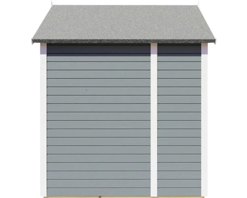 Gartenhaus mit horizontaler Holzverkleidung und Dachpappe
