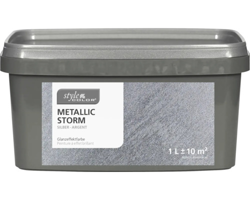 StyleColor METALLIC STORM Glanzeffektfarbe silber 1 l Style Color Metallic Storm Glanzeffektfarbe in einem Behälter