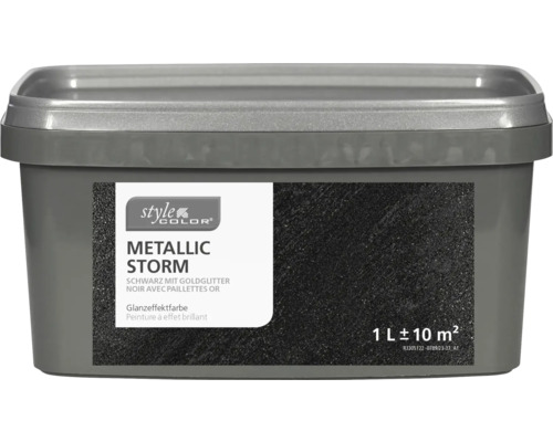StyleColor METALLIC STORM Glanzeffektfarbe schwarz mit Goldglitter 1 l Style Color Metallic Storm Glanzeffektfarbe im Eimer