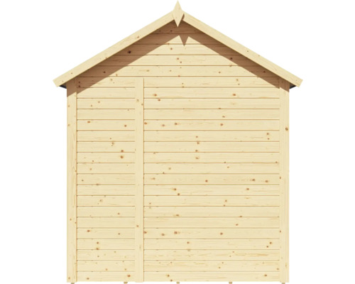 Holzgartenhaus mit Tür in Vorderansicht