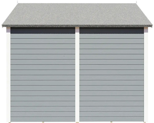 Gartenhaus mit horizontaler Holzverkleidung und Satteldach