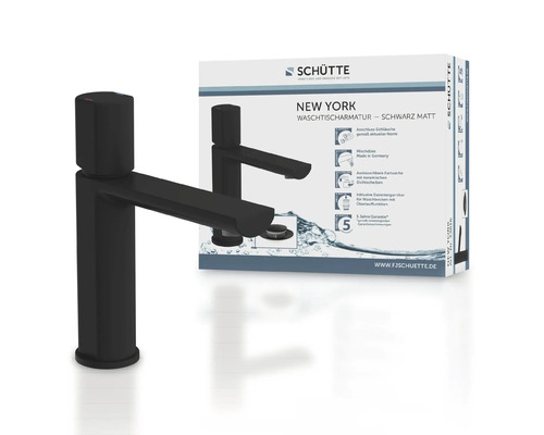 Schütte New York Waschtischarmatur, Schwarz Matt