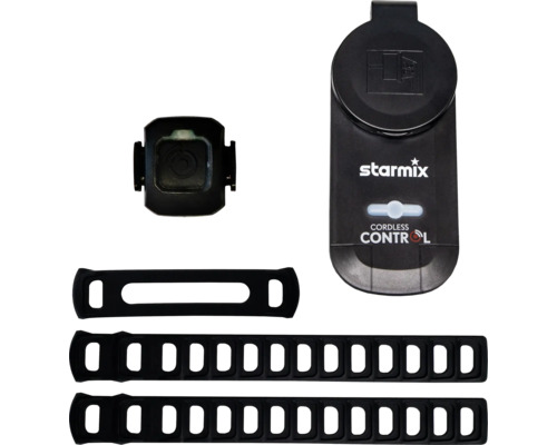 Starmix Funk-Steckdose Cordless Control (inkl. Li-Ion-Knopfzelle CR2031) & 3 Befestigungs-Gummibänder (1x für Schlauch Ø35, 2x Universal)