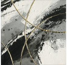 Abstraktes Wandbild mit goldenen Linien auf Leinwand