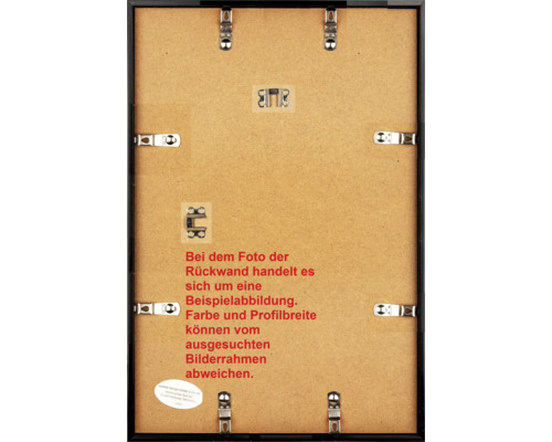 Rückseite eines Bilderrahmens mit Halterungen