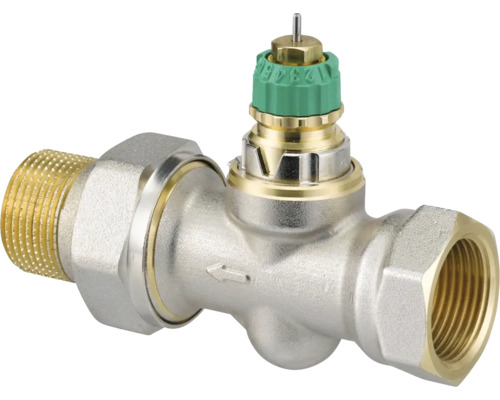 Heizkörperventil mit Thermostatkopfanschluss und Durchflussrichtungsanzeige