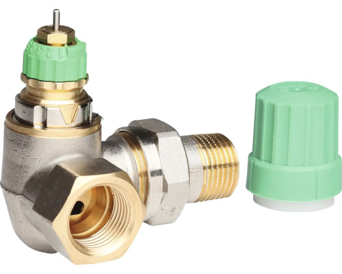 Danfoss Thermostatventil-Unterteil Dynamic Valve RA-DV 15 Winkeleckform Links voreinstellbar 1/2 Zoll nickel 013G7720