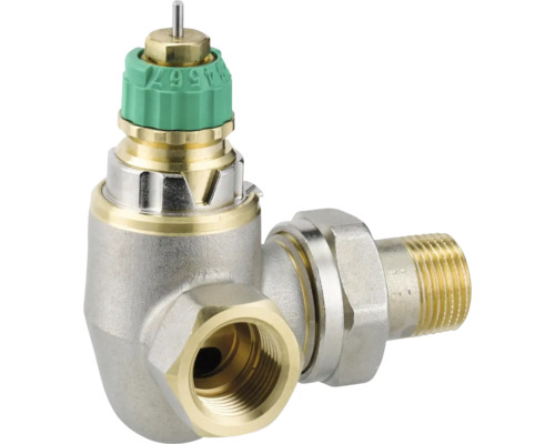 Eckventil für Heizkörper mit Thermostatkopf zur Steuerung der Raumtemperatur