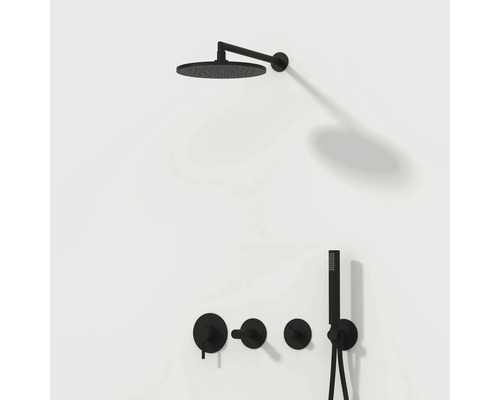 Brausegarnitur mit Kopfbrause, Handbrause und Armaturen für die Wandmontage