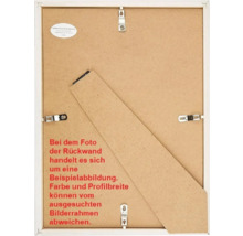 Rückseite eines Bilderrahmens mit Aufhängung und Ständer