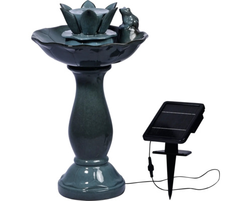 Keramikbrunnen mit Solarpanel und Froschfigur für den Garten