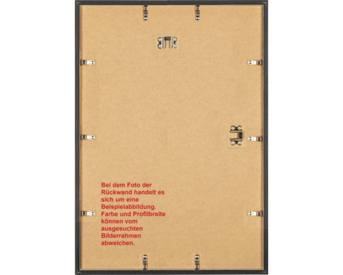 Rückseite eines Bilderrahmens mit Befestigungsclips