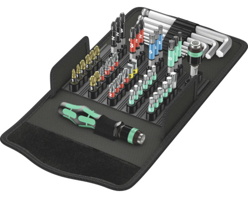 Bit-Satz mit Schraubendrehergriff und Inbusschlüsseln im geöffneten Etui