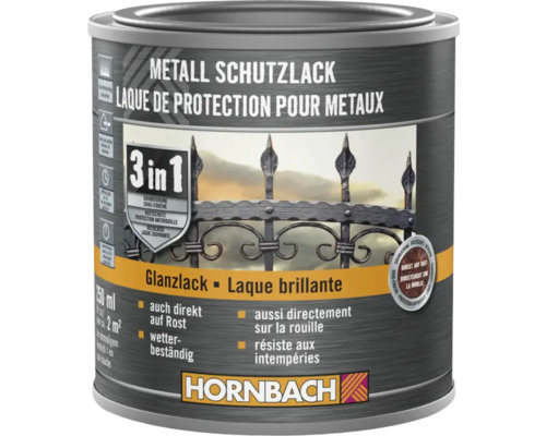 HORNBACH Metallschutzlack 3in1 glänzend schwarz 250 ml