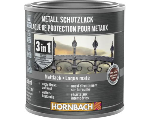 HORNBACH Metallschutzlack 3in1 matt schwarz 250 ml HORNBACH Metallschutzlack 3in1 matt schwarz 250 ml