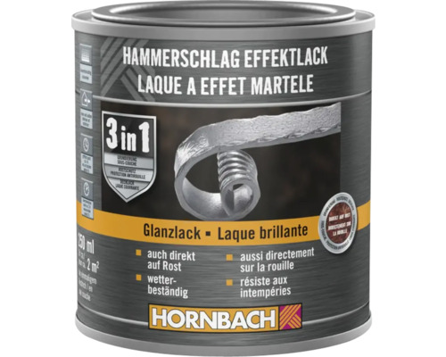 HORNBACH Hammerschlaglack Effektlack 3in1 glänzend schwarz 250 ml