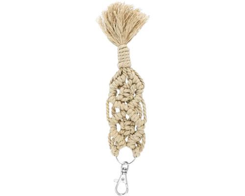 Makramee Rope 3 mm 250 g 63 m dreifädig gedreht taupe Makramee Schlüsselanhänger mit Karabinerhaken