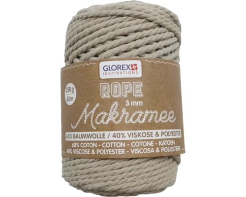Glorex Makramee Garnrolle 3 mm, 250 Gramm