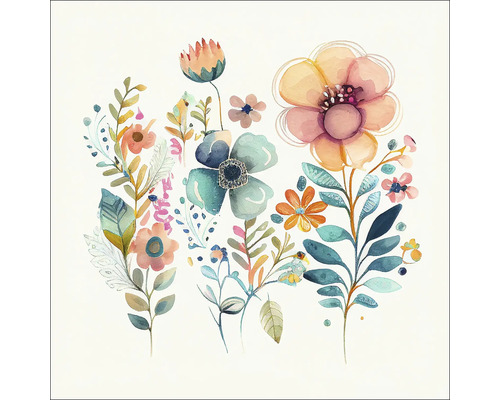 Glasbild Watercolor Flowers XIII 20x20 cm