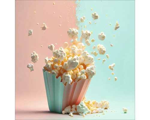 Glasbild Popcorn 20x20 cm