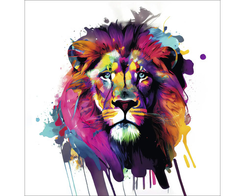 Glasbild Colorful Lion Head IV 20x20 cm