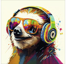 Glasbild Animals With Headphones III 20x20 cm