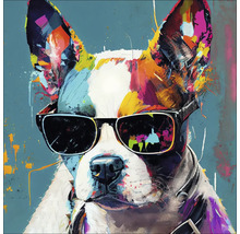 Glasbild Dog With Sunglasses I 20x20 cm