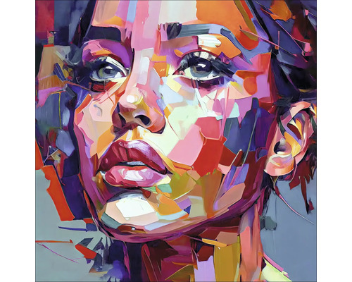 Glasbild Colorful Woman Portrait I 20x20 cm