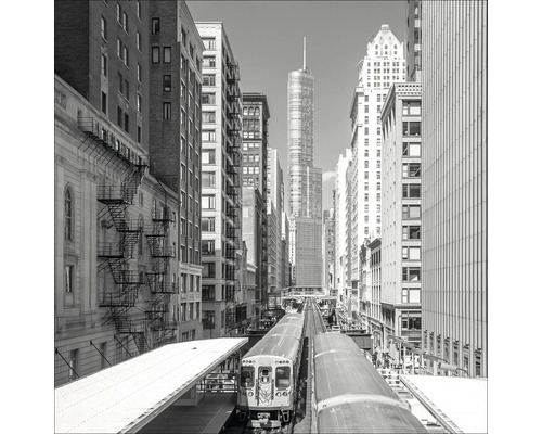 Glasbild Train In Downtown 20x20 cm