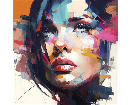 Glasbild Colorful Woman Portrait II 30x30 cm