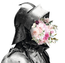Dekoratives Ritterrüstung-Motiv mit Blumen