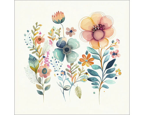 Glasbild Watercolor Flowers XIII 50x50 cm