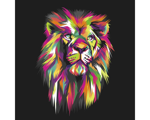 Glasbild Colorful Lion Head II 80x80 cm