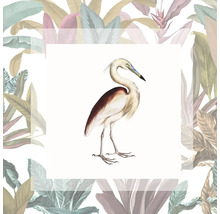 Illustration eines Reihers mit floralem Hintergrund