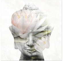 Buddha-Kopf mit Lotusblüten-Motiv