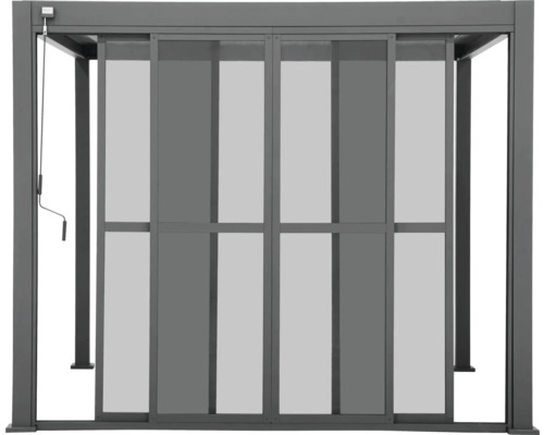 Grauer Pavillon mit Sichtschutz