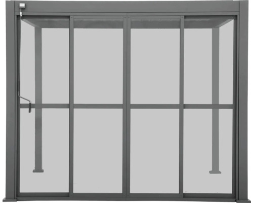 Schiebetür Mirador Classic, Deluxe PC 400 370,5 x 235 cm anthrazit Pavillon Seitenteil mit Sichtschutz und Handkurbel