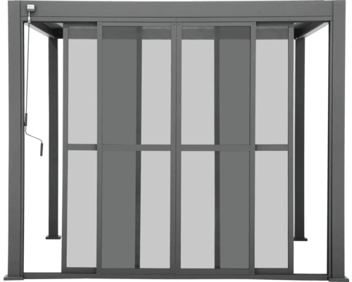 Grauer Pavillon mit heruntergelassener Seitenwand