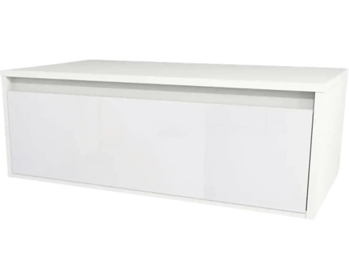 Waschbeckenunterschrank Devo Cristal 2.0 BxHxT 90x32x49 cm alpine white/signal white glass