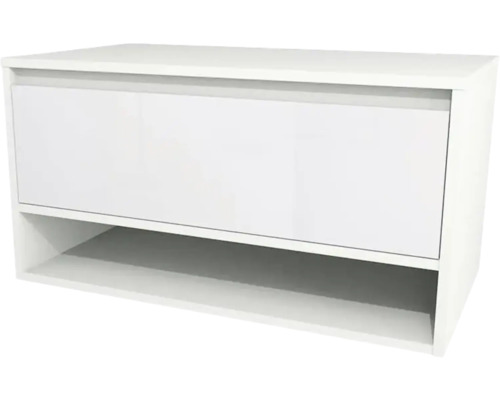 Waschbeckenunterschrank Devo Cristal 2.0 BxHxT 90x47x49 cm alpine white/signal white glass